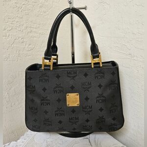 MCM Black Monogram Small Handbag Satchel Vintage AUTHENTIC